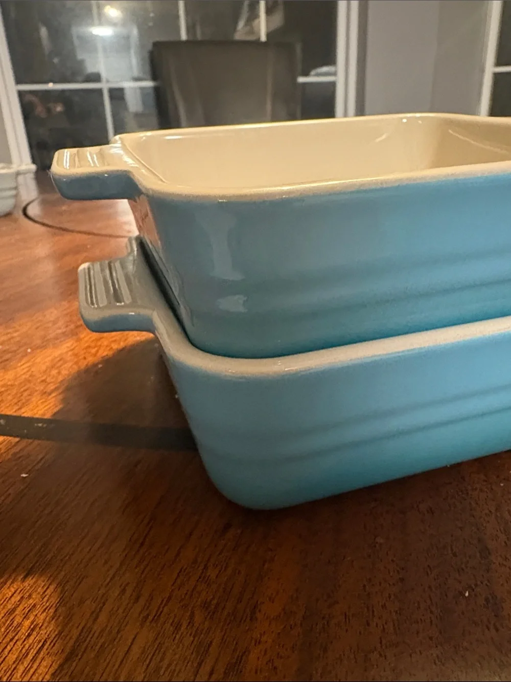 Set of 2 Le Creuset Square Stoneware Baking Dish in Caribbean Blue